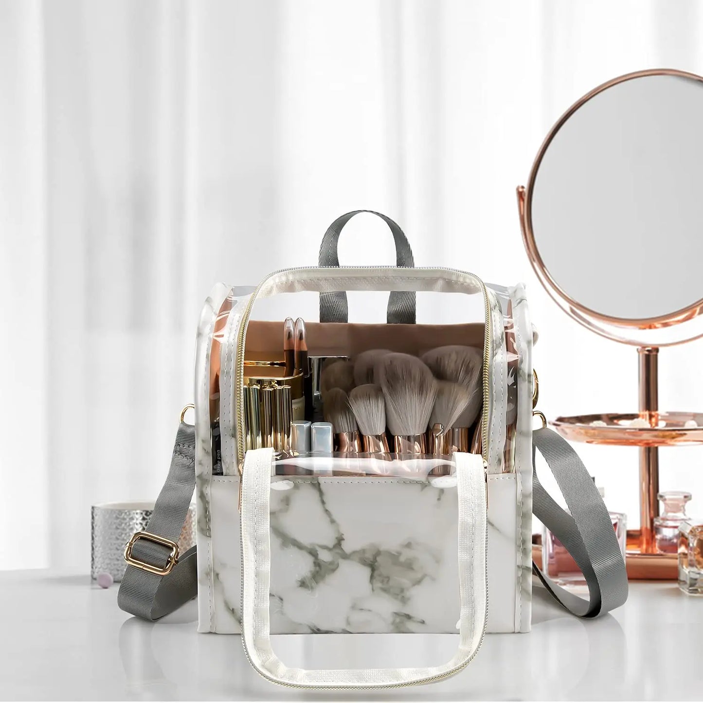 Clear Makeup Brush Case with Shoulder Strap