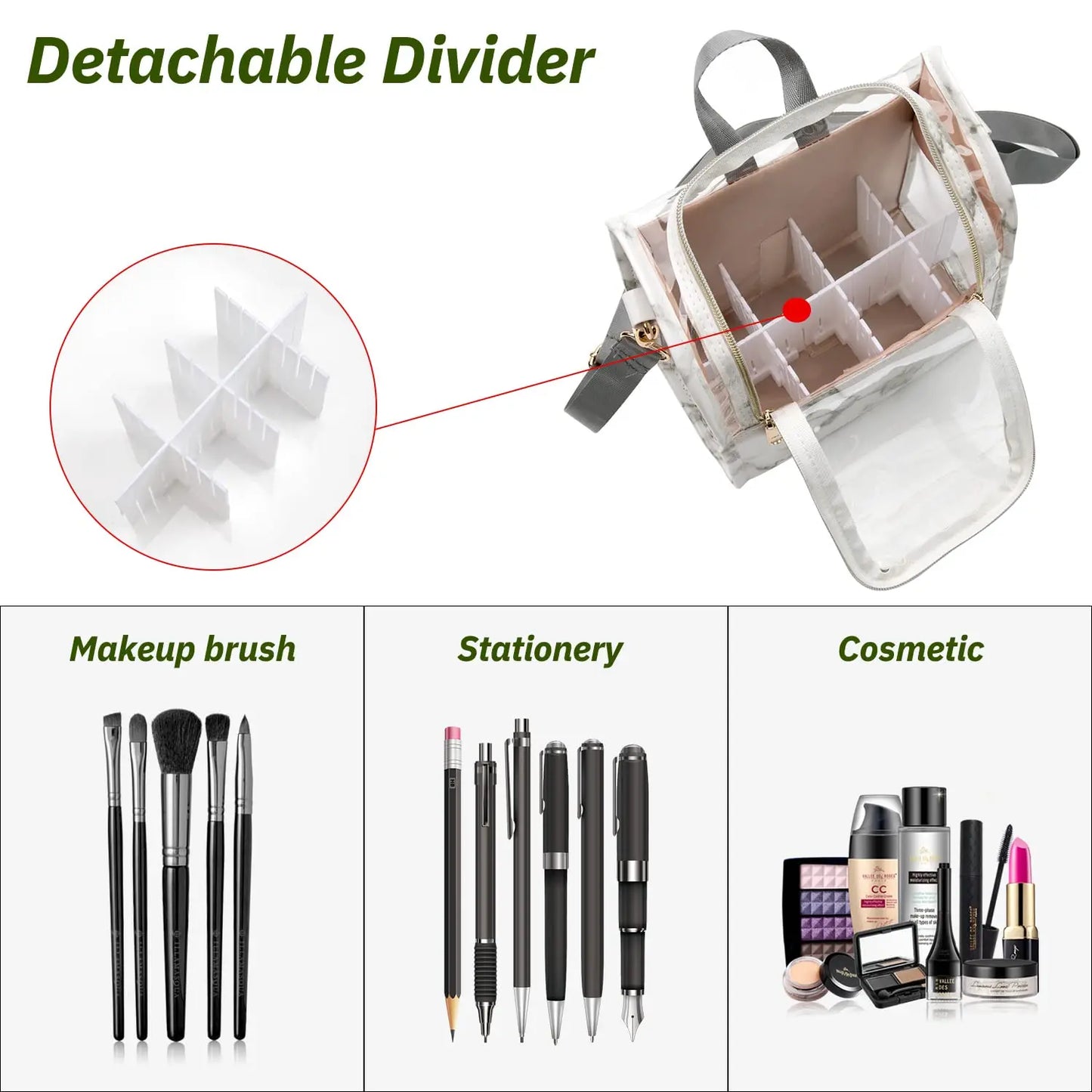 Clear Makeup Brush Case with Shoulder Strap